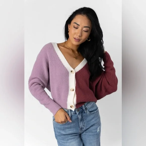 Böhme Lacey Colorblock Cardigan Sweater - Picture 1 of 13